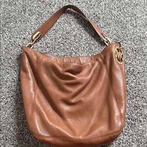 Michael Kors Brown Hobo Bag with Gold Accents